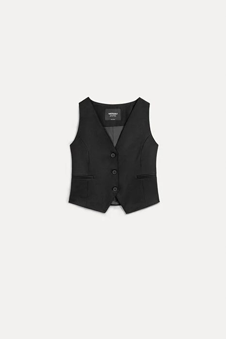 Czarna elegancka kamizelka damska z guzikami 38 5ga