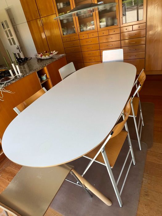 Mesa de Jantar Oval Branca Moderna IKEA