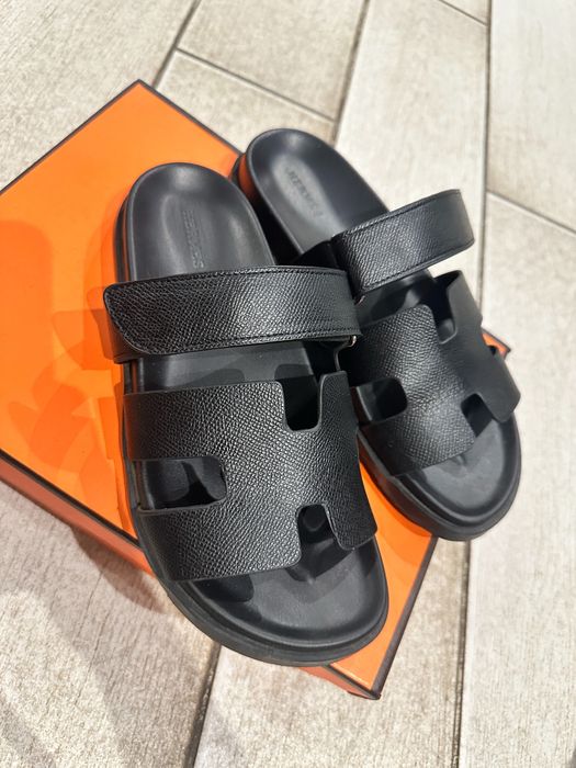 Тапки Hermes шкіряні
