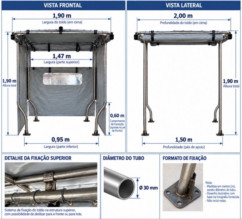 Estrutura T Top Inox