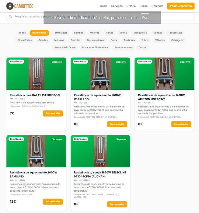 Peças usadas para máquinas de lavar e eletrodomésticos