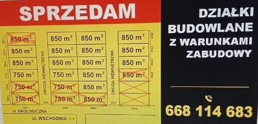 Sprzedam działki budowlane z warunkami zabudowy