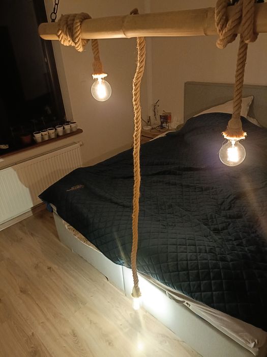 Lampa loft industrial lina drewno 3x E27 1m