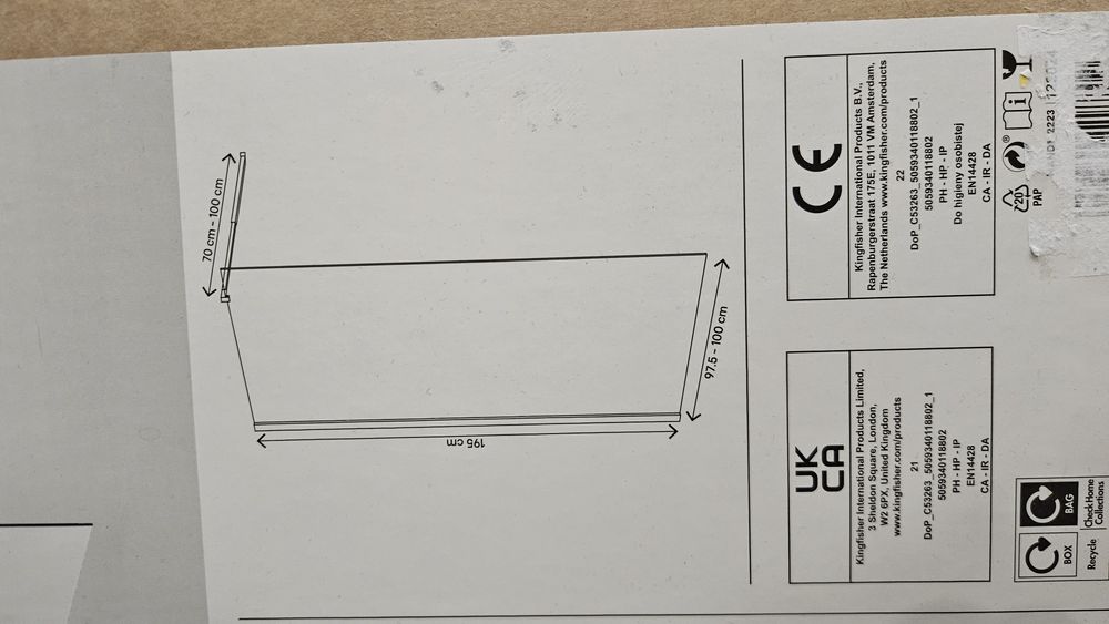 Kabina prysznicowa Walk-in 100cm