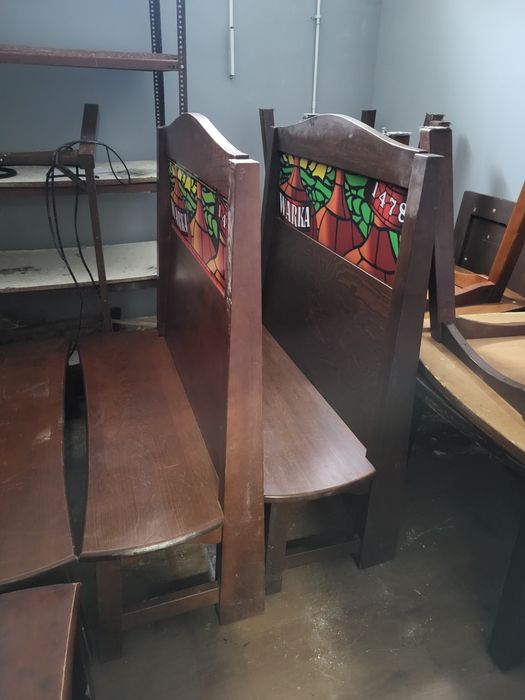 Stoły ławy meble solidne grube drewno  wyposażenie bar pub restauracja