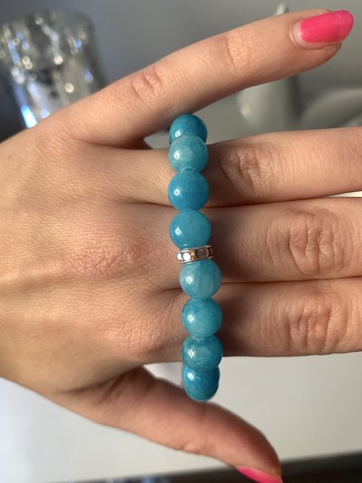 Bransoletka kamienie Jadeit niebieski w odcieniu morskim