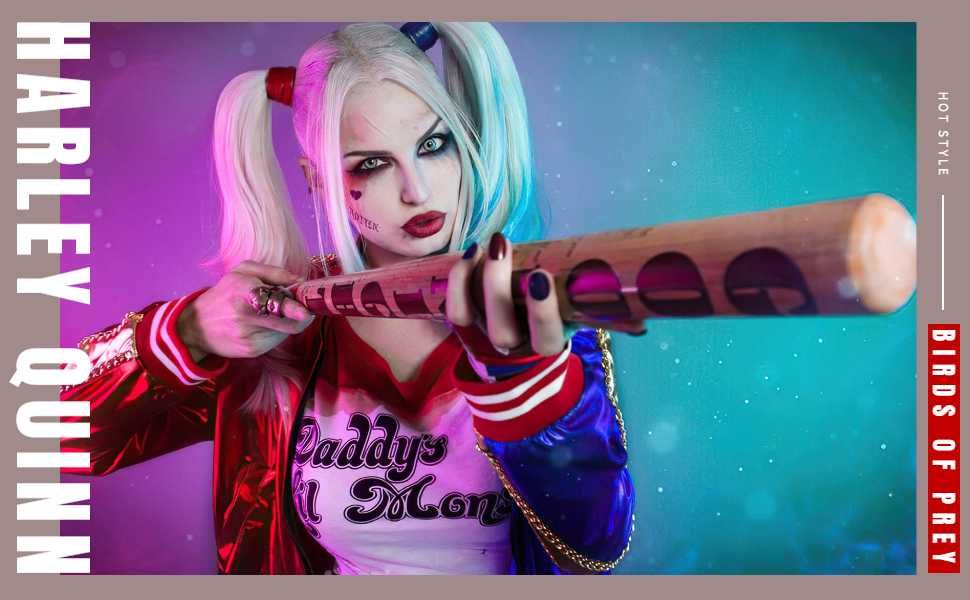 Kostium Harley Quinn Suicide Squad Karnawał Cosplay Zestaw 8 element M