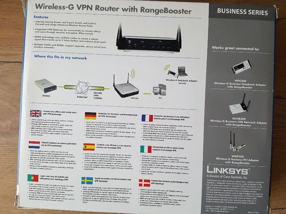 Linlsys Wireless-G VNP with RangeBooster WRV200