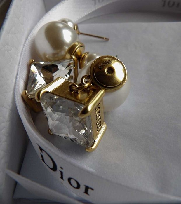 Dior kolczyki perła i kryształ