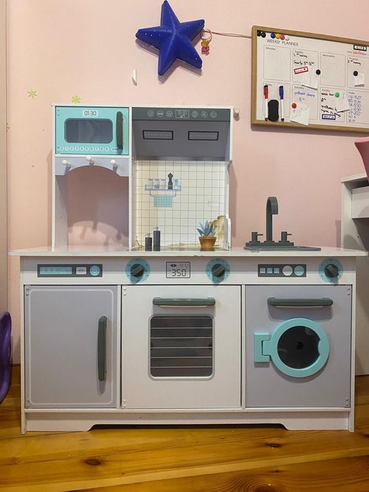 Dużo drewniana kuchnia dla dzieci ECOTOYS akcesoria