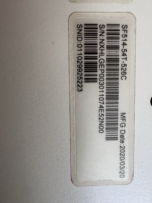 Acer swift 5 sf514-54t-526C i5