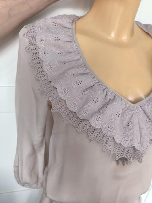 Sukienka krótka długi rękaw lekka silk cotton boho 10 M 38 Warehouse
