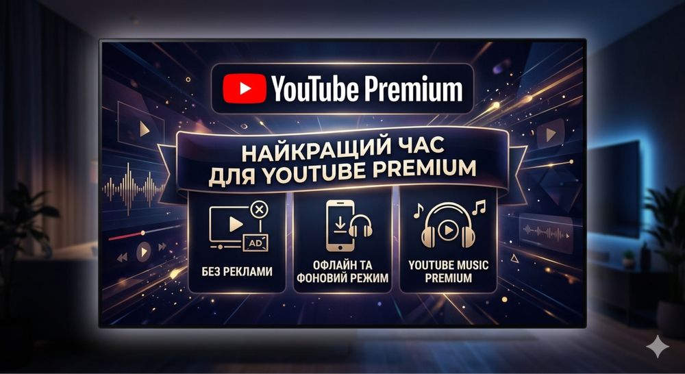 YouTube Premium підписка на 6 місяців | Без реклами