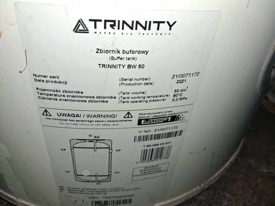 TRINNITY Zbiornik buforowy BW 50L (TRGPWBW050) do pompy ciepła