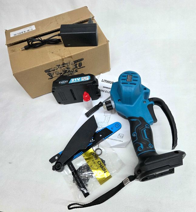 Mini motosserra elétrica YUNXI 21V – 6 polegadas – Bateria de lítio