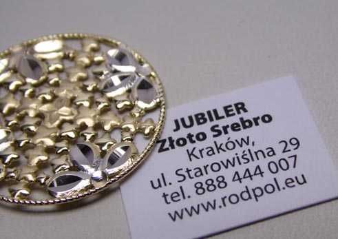 Złota dwukolorowa zawieszka ruchome elementy.