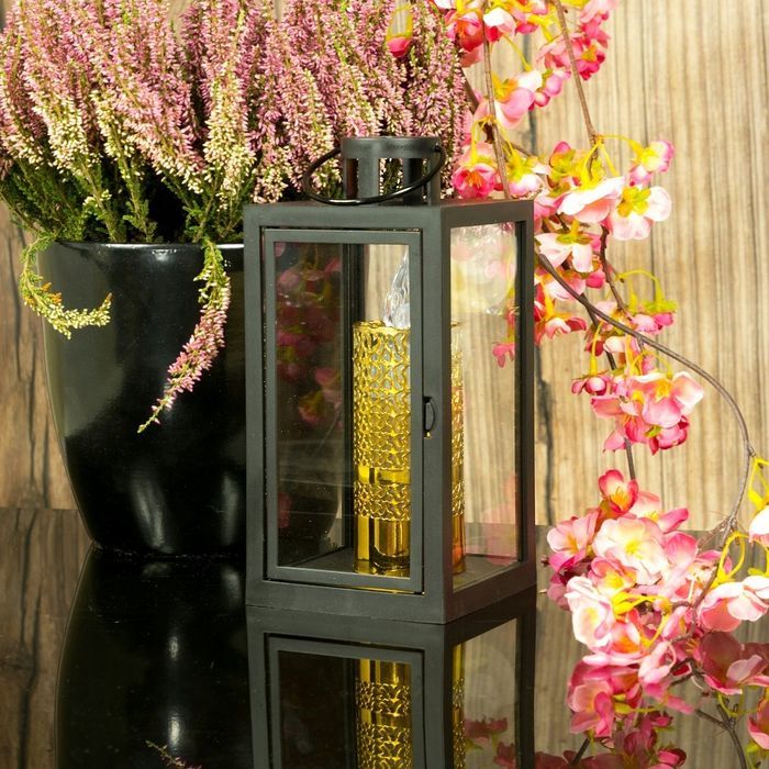 Latarenka dekoracyjna lampion ogrodowa latarnia czarna