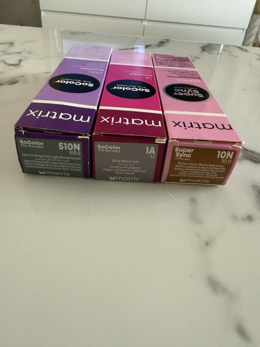 3 nowe farby do włosów , tonery Matrix socolor,supersync