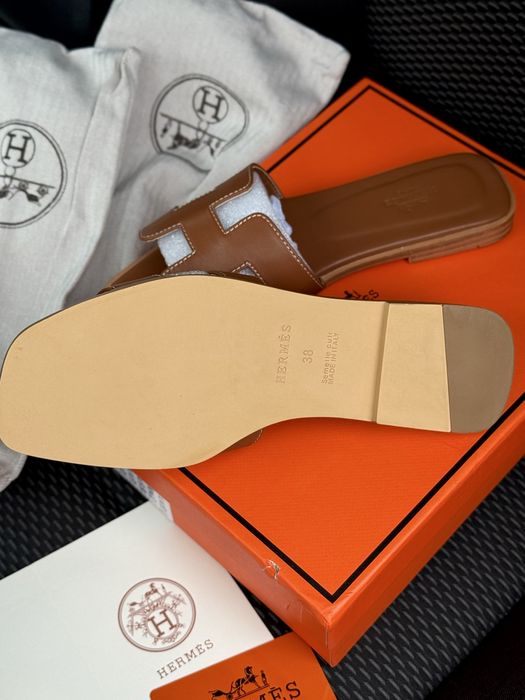 Шльопанці Hermes коричневі (37-40)