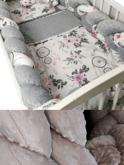 Warkocz ochraniacz do łóżeczka różowy 300 cm