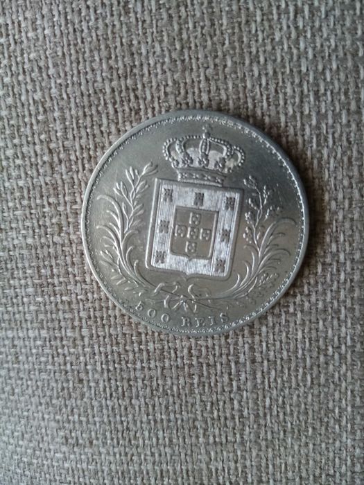 500 REIS D. LUIS de 1871 EM PRATA RARA, em estado de conservação MBC+