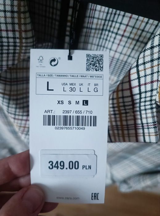 Zara Basic płaszcz w kratę nowy L