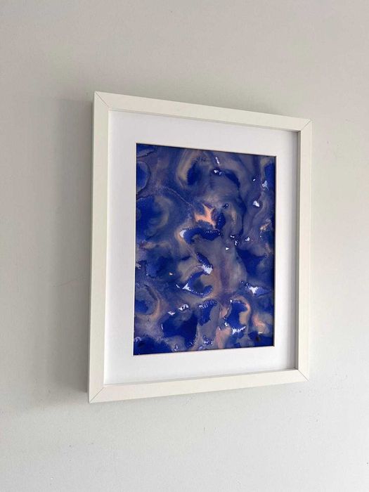 Quadro - Pintura abstrata em acrílico com moldura