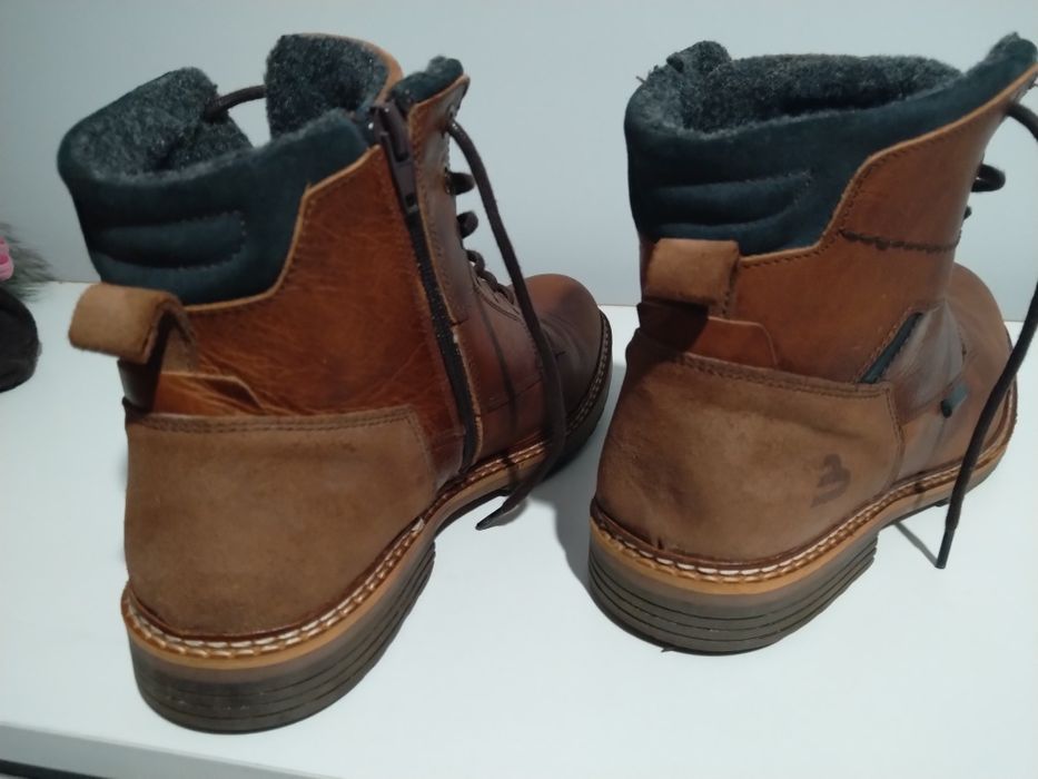 ‼️Bull boxera Brązowe buty męskie zimowe z ociepleniem skóra naturalna