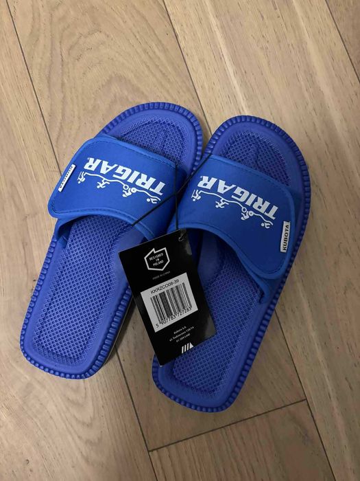Klapki męskie KUBOTA –niebieskie , na rzep
