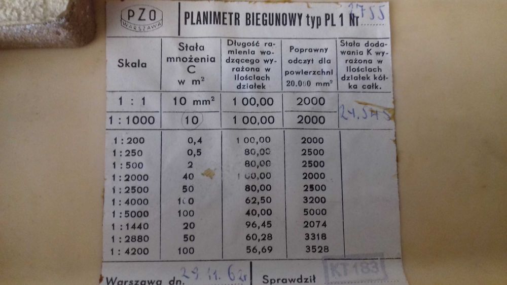 planimetr biegunowy geodezja