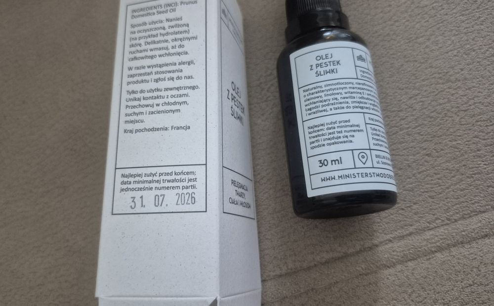 Ministerstwo Dobrego Mydła - Olej z Pestek Śliwki - 30ml