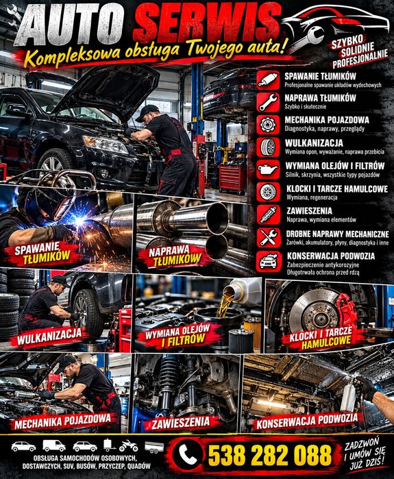 Auto serwis  wymiany oleju klocków tarcz wydechów itd.
