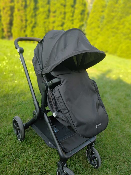 Wózek Cybex Eos 3w1 Głęboko -spacerowy, czarny, adaptery, fotelik aton B2 I-size Moon Black