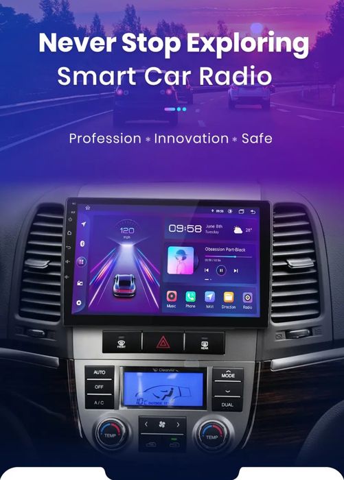 Rádio 9" android Hyundai Santa Fé 2006 a 2012 CARPLAY WIFI GPS 2/32GB
