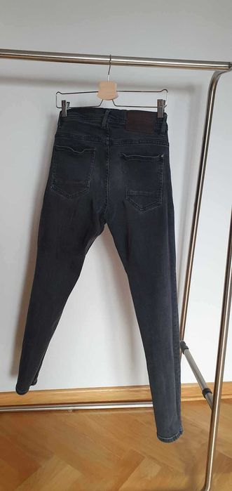 spodnie jeans slim fit skiny czarne grafitowe zara