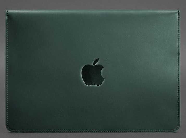 ЧОХОЛ-конверт на магнітах для MACBOOK 13 зелений, шкіряний