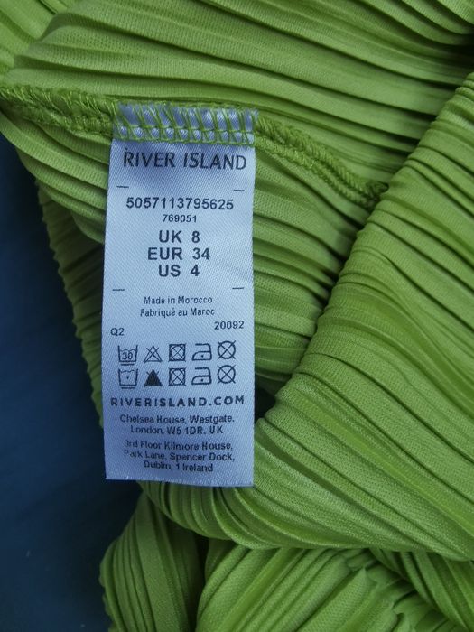 Spódnica letnia midi River Island 3738 s/m zielona seledynowa