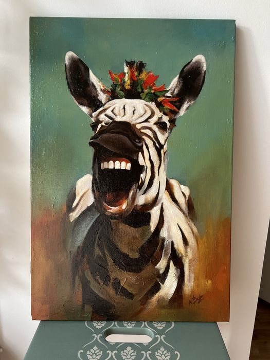 Wesoła zebra - obraz