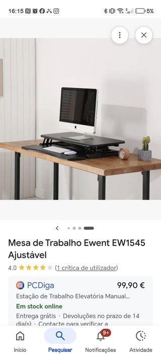 Mesa de Trabalho Ewent EW1545 Ajustável. Usado mas em excelente estado