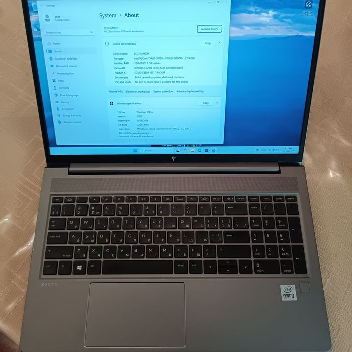 Ноутбук HP Zbook  i7-10750 Power G7 Silver