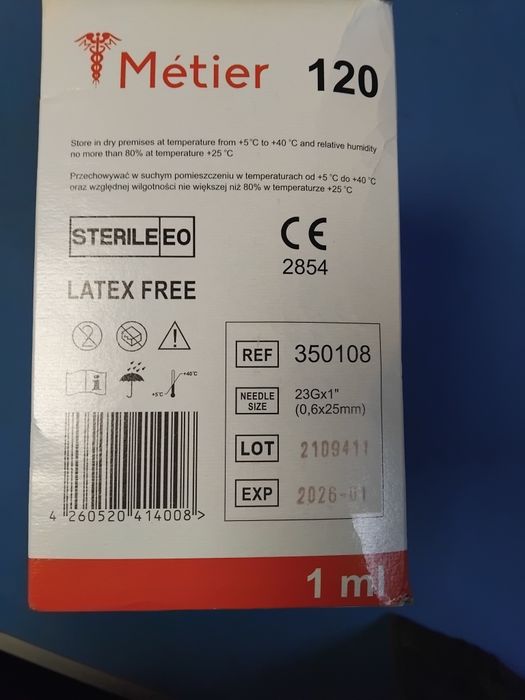 120szt Strzykawki insulinowe 1ml Metier