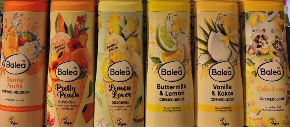 Balea żele pod prysznic 6x 300 ml edycja limitowana żółto-pomarańczowa