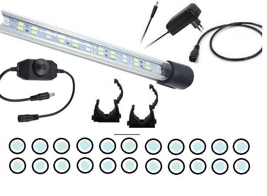 Lampa oświetlenie led do akwarium 50 cm ściemniacz biała 6500K. podstawowe ledy 7020
