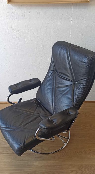 Fotel skórzany, Szwecja lata 70.