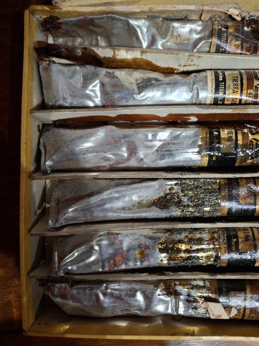 Grandes bisnagas tinta oleo belas artes caixa