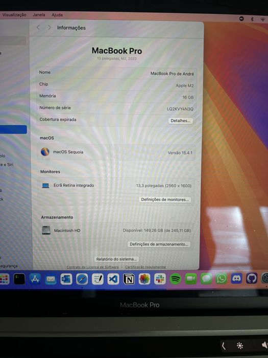 Macbook Pro M2 16Gb RAM 256Gb SSD