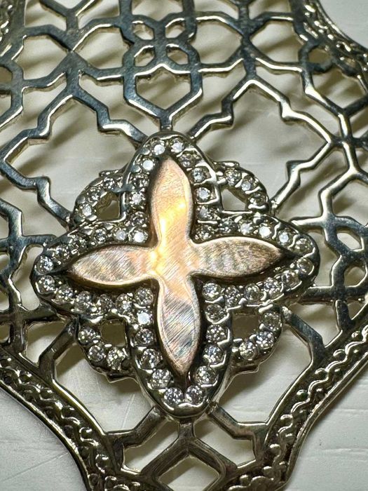 Сережки срібні із фіанітами та позолотою