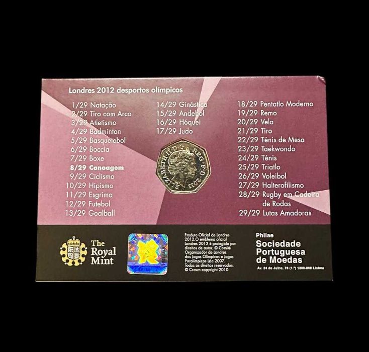 50 Pence - 2011 - Reino Unido - Canoagem - Londres 2012