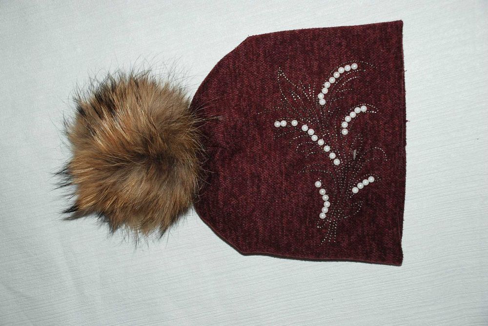 Меховый помпон балабон на детскую шапку мех натуральный енот