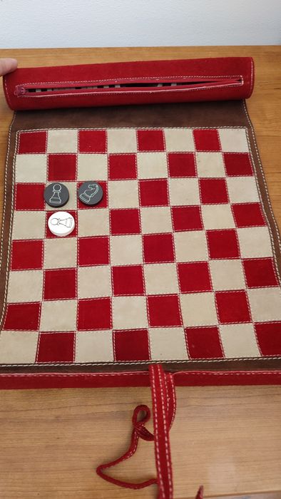 Kit de viagem de  Xadrez em pele  Chess Chekers em pele